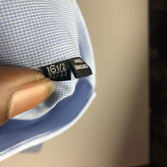 HUGO BOSS Sharp Fit Button up Dress Shirt Blue Mini Check Size 16.5 32/33 - Picture 4 of 8